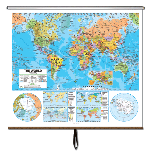 Classroom World Map World Advanced Political Classroom Wall Map On Roller