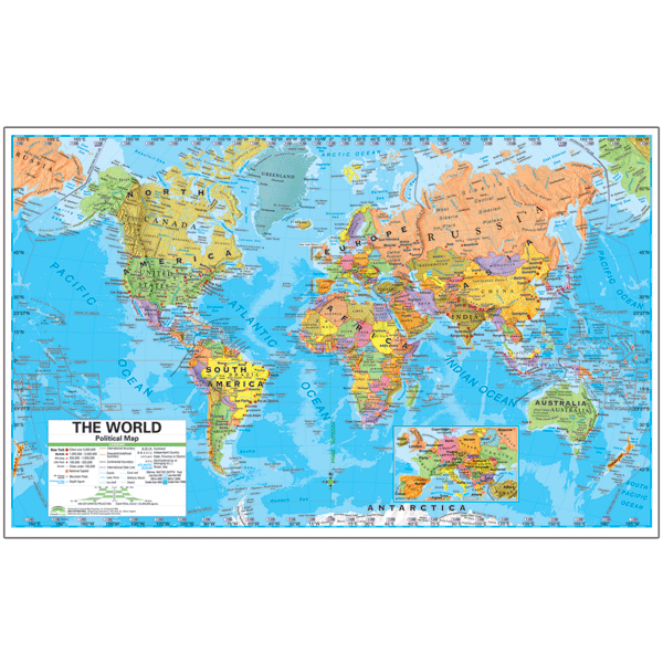 Deskpad Maps - World Advanced Political Deskpad Map (30-pack)